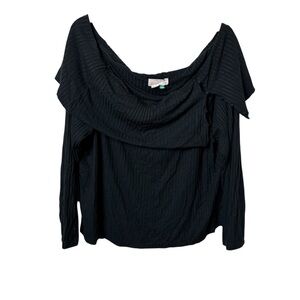 Anthropologie Black Off-Shoulder Blouse